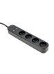 Gembird Inteligentna listwa Tuya 4xFR 2xUSB-A 1xUSB-C Czarna 