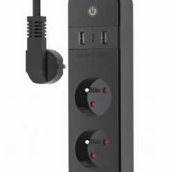 Gembird Inteligentna listwa Tuya 4xFR 2xUSB-A 1xUSB-C Czarna 