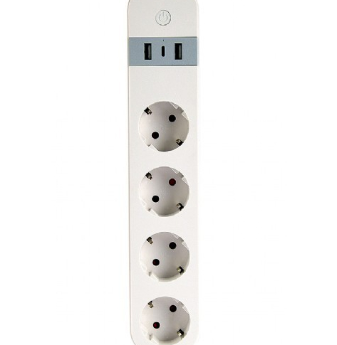 Gembird Inteligentna listwa zasilająca Tuya 4xDE 2xUSB-A 1xUSB-C Biała