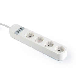 Gembird Inteligentna listwa zasilająca Tuya 4xDE 2xUSB-A 1xUSB-C Biała 