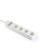 Gembird Inteligentna listwa zasilająca Tuya 4xDE 2xUSB-A 1xUSB-C Biała 