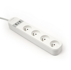 Gembird Inteligentna listwa zasilająca Tuya 4xFR 2xUSB-A 1xUSB-C Biała