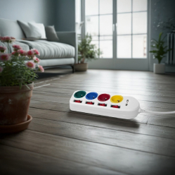 Maclean Listwa zasilająca z wyłącznikami 4 gniazda + 2xUSB przedłużacz MCE229W Biała