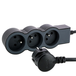 Listwa zasilająca extra płaska 16A 3680W 3x2P+Z z przewodem 1.5 m - Czarno-ciemnoszara