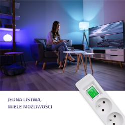 Qoltec Listwa zasilająca | 4 gniazda | 1.8m | Biało-szara 