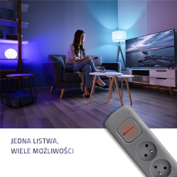 Qoltec Listwa zasilająca | 6 gniazd | 1.8m | Szara 