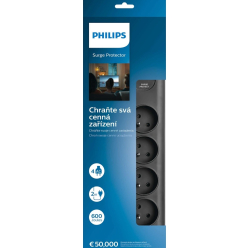Philips Listwa antyprzepięciowa SPN7040BA/60 4 gniazda AC, 2m Czarna 