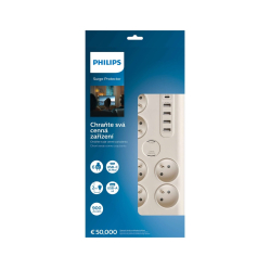 Philips Listwa antyprzepięciowa 6 gniazd AC Fr 40W, 2 m