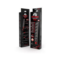 Acar Listwa zasilająca F5 Power 10m 16A (5 gniazd) czarna 