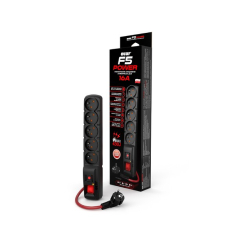 Acar Listwa zasilająca F5 Power 1.5m 16A (5 gniazd) Czarna