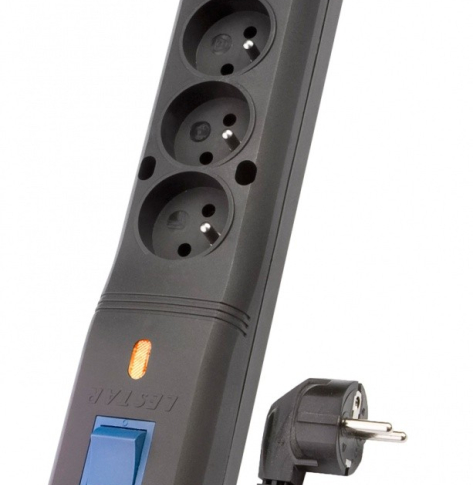 Lestar Listwa przeciwprzepięciowa LV-530W, 1L, 3,0m, czarna