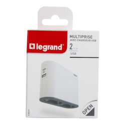 Legrand 2x2P+USB AC Biało/czarny