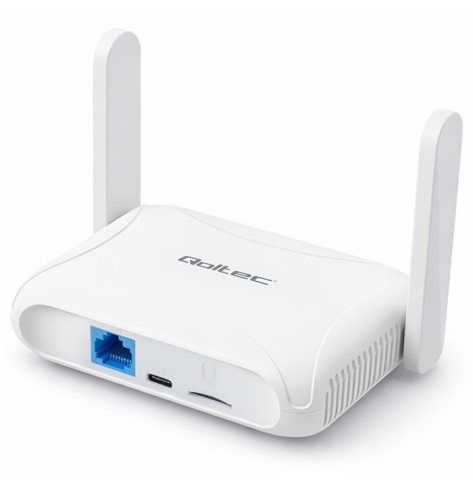 Qoltec Router Home&Travel 4G LTE WiFi 6 | AX300 | 2.4GHz | Dual Antena |USB-C | Micro SIM