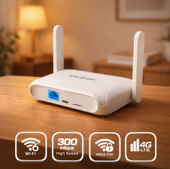 Qoltec Router Home&Travel 4G LTE WiFi 6 | AX300 | 2.4GHz | Dual Antena |USB-C | Micro SIM 