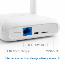 Qoltec Router Home&Travel 4G LTE WiFi 6 | AX300 | 2.4GHz | Dual Antena |USB-C | Micro SIM 
