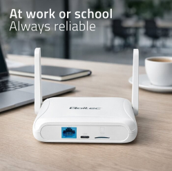 Qoltec Router Home&Travel 4G LTE WiFi 6 | AX300 | 2.4GHz | Dual Antena |USB-C | Micro SIM 