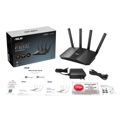 Asus Router RT-BE82U WiFi 7 Dual-Band Extendable Router, 4K-QAM, MLO, Five 2.5GbE ports 