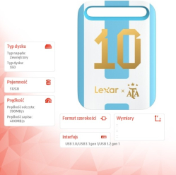 Dysk SSD Lexar SL260 512GB USB 3.2 Gen1 400/390/MB/s zewnętrzny 