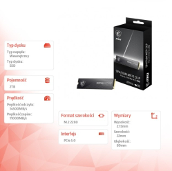 Dysk SSD MSI SPATIUM M571 DLP 2TB M.2 PCIe 5.0 14500/11000