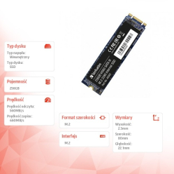 Dysk SSD Verbatim wewnętrzny VI560 S3 256GB M.2 2280 SATA 