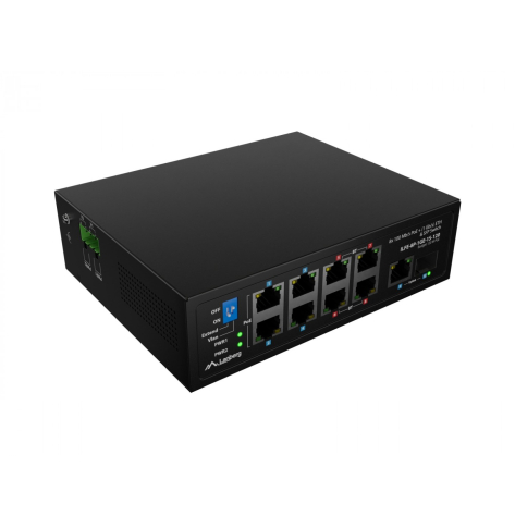 Switch LANBERG Light ILFE-8P-1GE-1S-120 Light Industrial POE 4XBT 4XAT SFP+ ETH DIN FAST Ethernet 