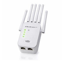 Wzmacniacz sygnału Qoltec 57067 WiFi Repeater 300Mb/s 6 anten RJ45 biały