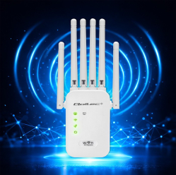 Wzmacniacz sygnału Qoltec 57067 WiFi Repeater 300Mb/s 6 anten RJ45 biały