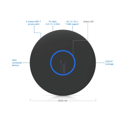 Punkt dostępowy UBIQUITI U7-Pro-XG-B WiFi 7 2,4GHz 5GHz 6GHz RJ-45 PoE czarny