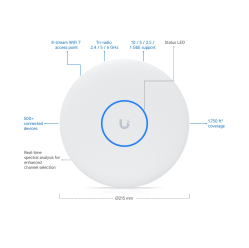 Punkt dostępowy UBIQUITI U7-Pro-XG BE10800 Wi-Fi 7 2,4GHz 5GHz 6GHz RJ-45 PoE biały