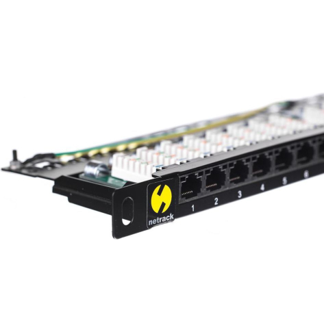 Panel krosowy NETRACK 104-10 0.5U 10/19 24-portowy UTP kat. 5e czarny