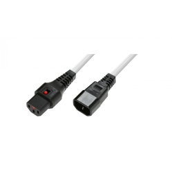 Kabel ASM IEC-PC1076 zasilajacy IEC LOCK 3x1mm2 IEC C14/IEC C13 prosty M/z 3m bialy
