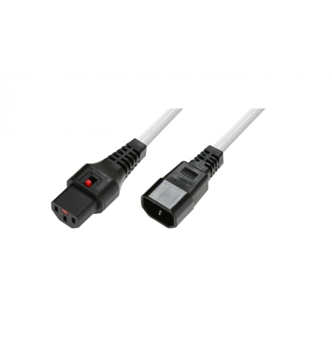 Kabel ASM IEC-PC1076 zasilajacy IEC LOCK 3x1mm2 IEC C14/IEC C13 prosty M/z 3m bialy
