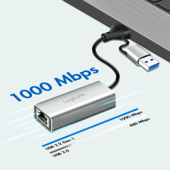 LogiLink Adapter USB-C do Gigabit Ethernet + USB 
