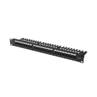 LANBERG Patch panel 24 porty 1U 19 cali kat.6 UTP z organizerem kablowym, czarny