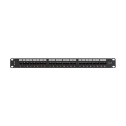 LANBERG Patch panel 24 porty 1U 19 cali kat.6 UTP z organizerem kablowym, czarny