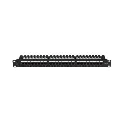 LANBERG Patch panel 24 porty 1U 19 cali kat.6 UTP z organizerem kablowym, czarny