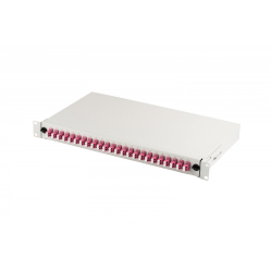 Digitus Przełącznica światłowodowa/panel krosowy z wyposażeniem 19 cali 1U, 24x LC duplex, OM4, wysuwany, Szara