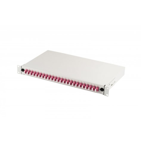 Digitus Przełącznica światłowodowa/panel krosowy z wyposażeniem 19 cali 1U, 24x LC duplex, OM4, wysuwany, Szara