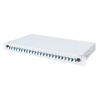 Digitus Przełącznica światłowodowa/panel krosowy z wyposażeniem 19 cali 1U, 24x LC duplex, OS2, zawiera pigtaile, adaptery, tacki, wysuwany, Szara
