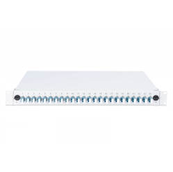 Digitus Przełącznica światłowodowa/panel krosowy z wyposażeniem 19 cali 1U, 24x LC duplex, OS2, zawiera pigtaile, adaptery, tacki, wysuwany, Szara