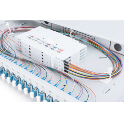 Digitus Przełącznica światłowodowa/panel krosowy z wyposażeniem 19 cali 1U, 24x LC duplex, OS2, zawiera pigtaile, adaptery, tacki, wysuwany, Szara