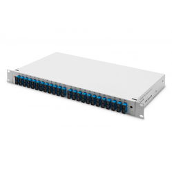 Digitus Przełącznica światłowodowa/panel krosowy z wyposażeniem 19 cali 1U, 24x SC duplex, OS2, pigtaile, adaptery, tacki, wysuwany, Szary 