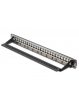 Digitus Panel krosowy (patch panel) modularny 19" 24 porty pod moduły keystone, 1U, ekranowany, prowadnica kabli, wymienne pola opisowe Czarny