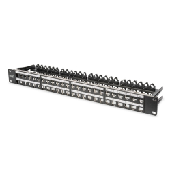 Digitus Modułowy panel krosowy (patch panel) o dużej gęstości połączeń, 19" 48x keystone, ekranowany, 1U, Czarny