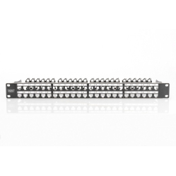 Digitus Modułowy panel krosowy (patch panel) o dużej gęstości połączeń, 19" 48x keystone, ekranowany, 1U, Czarny
