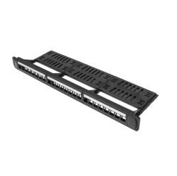 LANBERG Patch panel pusty 24 porty 1U 19 cali czarny z organizerem do modułów keystone 