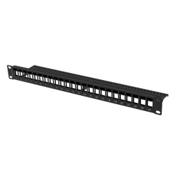 LANBERG Patch panel pusty 24 porty 1U 19 cali czarny do modułów keystone 