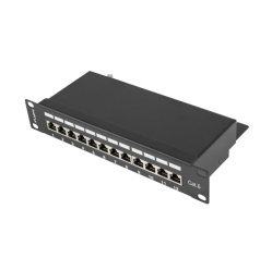 LANBERG Patch Panel 12 Port 1U 10' cali kategoria 6 ekranowany czarny 