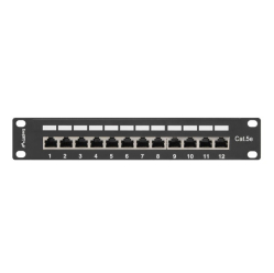 LANBERG Patch Panel 12 Port 1U 10 cali kat.5e ekranowany czarny 