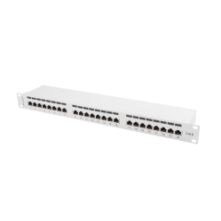 LANBERG Patch Panel 24 Port 1U Kat.6 szary ekranowany 